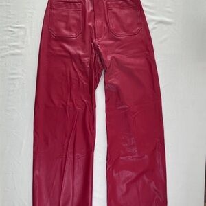 Maeve Cherry Leather Trousers